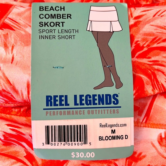 Reel Legends Beach Comber Skort Medium Inner Short Orange Tropical Print NWT - Picture 8 of 8